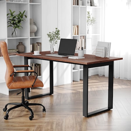 Flash Furniture Redmond 60x30 Conf Tbl w/1in. Thick Dbl Sided Laminate Tbl Top w/PVC and U-Frame Steel Bse, Walnut MT-M6030-WLT-UBF-GG
